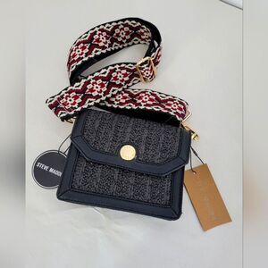 NEW Steve Madden Becho Shoulder Bag Black Leather Aztec Tribal Southwestern